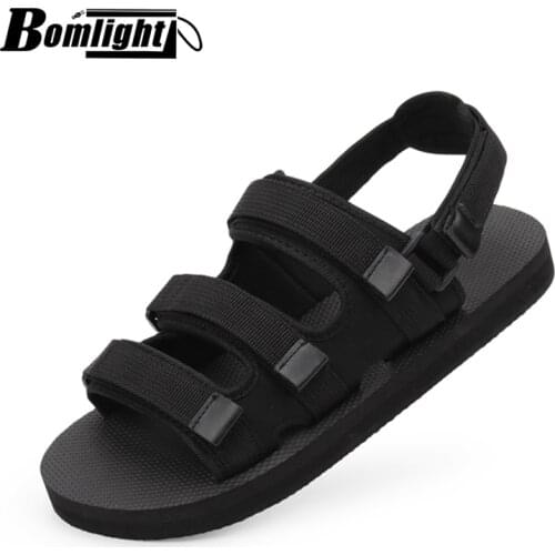 Bomlight Sandals Men shoes 2019 Gladiator Mens Sandals Roman Men Shoes Summer Flip Flops Black Flat Sandals Large Size 45 46