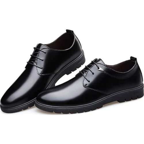 Mens New leather shoes business casual formal dads mens shoes round head low top lace up shoeac