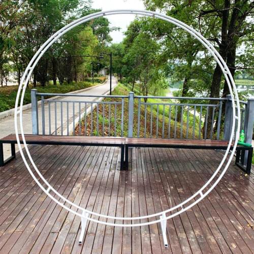 2.4M Double Rod Ring Wedding Arch Outdoor Marriage Birthday Party Round Arch Decoration Background Shelf Decoration Arch Frame