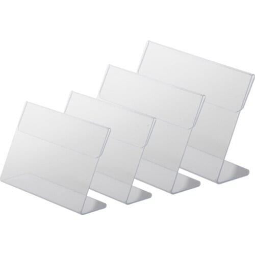 A4 A5 A6 A7 Clear Pvc Label Sleeve Flexible Supermarket Shelf Counter Top L Shape Petg Sign Holder Stand