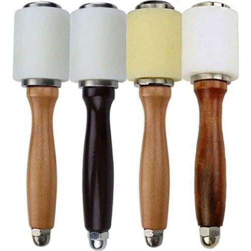 Straight Leather Carving Hammer, DIY Leathercraft Mallet Cowhide Sew Club, Nylon Straight Head Wood Handle 8.3 Inch Professional