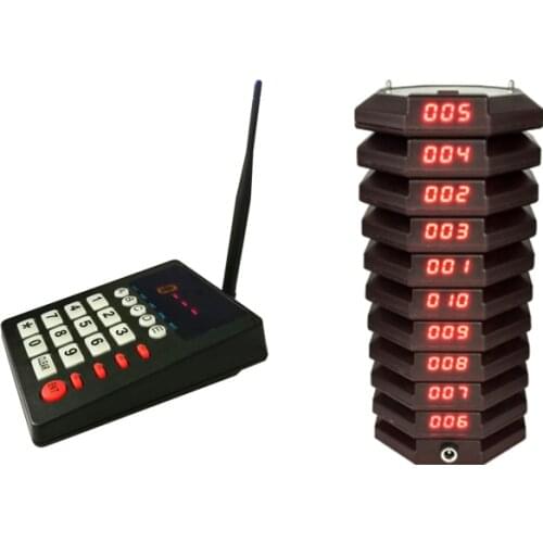 Restaurant Wireless Quene Table Calling System 1 Transmitter+20 Coaster Pagers Chargeable
