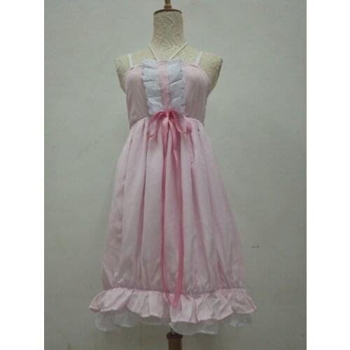 Bakemonogatari Nisemonogatari Oshino Shinobu lolita pink dress Cosplay Costume Party Dress