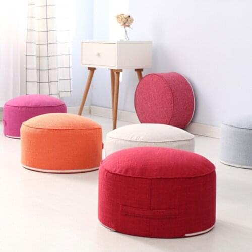 Removable & Washable Thick Round Shape Cotton Linen Seat Cushion with Core Tatami Cushion Pillow Soft Sofa Cushion