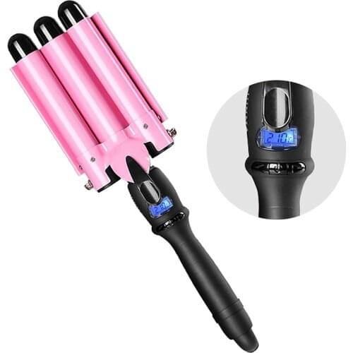 Hair Curling Iron 3 Barrel 1 Inch for Long Hair Professional Curling Wand with LCD Temperature Display Heat Hair Curler Crimper