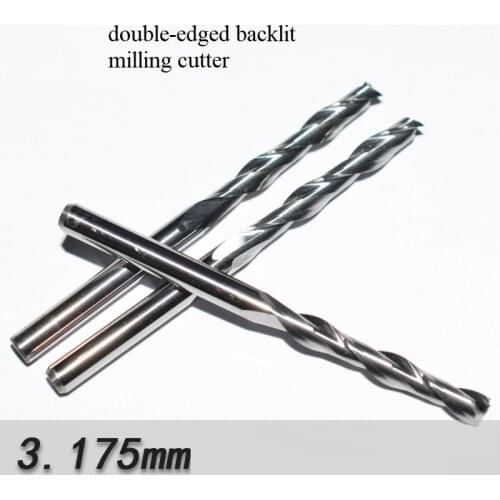 3.175 double-edged backlit spiral milling cutter, PVC density board woodworking engraving machine CNC cutter, cutting knife