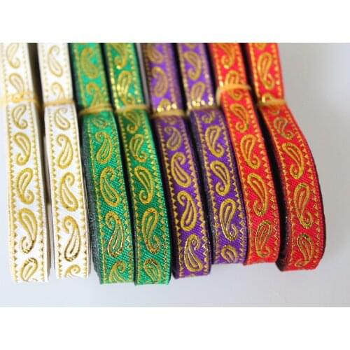 20yards/lot wide about 1cm Woven Jacquard Ribbon paisley pattern for curtain and clothing accessory LS-0051