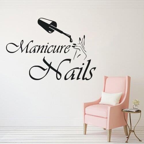 Nail Art Vinyl Decal For Beauty Salon Nails Studio Shop Manicure Nails Logo Wall Removable Vinyl Window Sticker