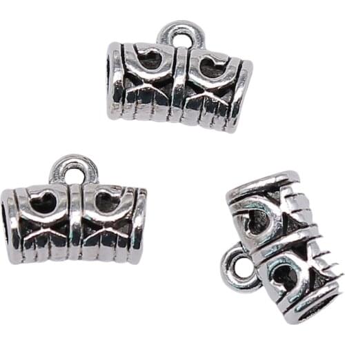 WYSIWYG 10pcs 11x9mm Bails Beads For Jewelry Making DIY Necklace Bracelet Antique Silver Color Bails Beads Charm Bails Beads