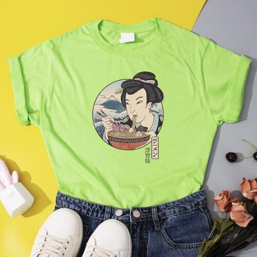 A Taste of Japan ukiyoe Women T Shirts Harajuku Japanese Manga T-Shirts Fashion Hip Hop Lady T Shirt Summer Comfy Hipster Tops