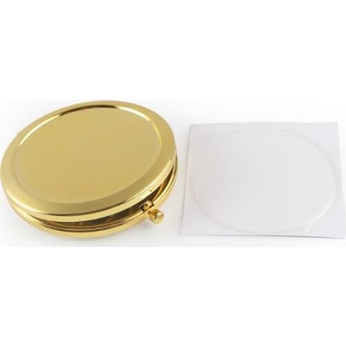 Gold Round Push Button Open DIY Kit Blank Compact Mirror with 58mm epoxy stickers