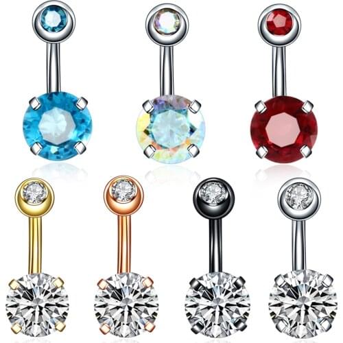 1PC Steel Piercings Ombligo 14G Navel Stud Piercings Crystal Belly Button Piercing Dangle Earrings Nombril Piercing Body Jewelry