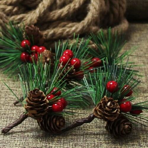 10pcs Mini Christmas Tree Red Artificial Flower Christmas Cedar Festival Table Miniature Ornaments Home Decoration navidad natal