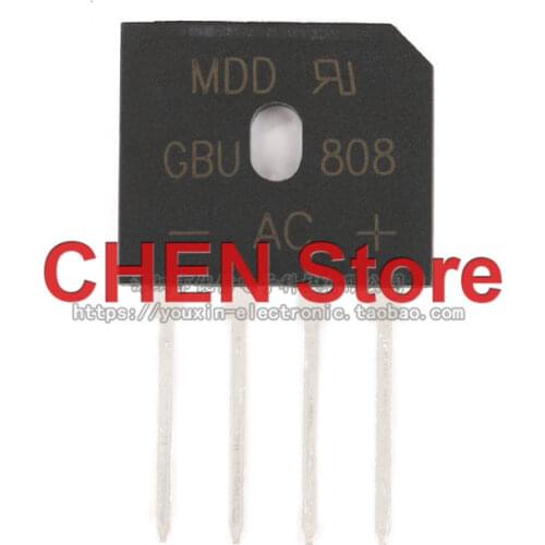 10pcs Original GBU808 8A/800V flat bridge rectifier bridge stack glass passivation rectifier