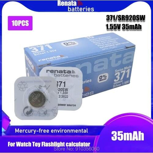 10PCS RETAIL Brand New Renata LONG LASTING 371 SR920SW LR69 LR920 AG6 Watch Battery Button Coin Cell Swiss Made 100% Original