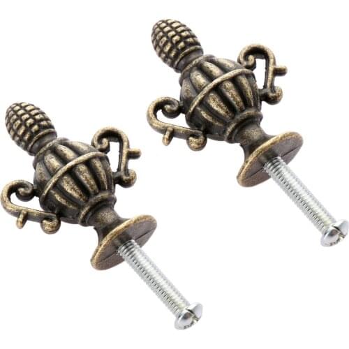 2Pcs 37*27mm Antique Bronze Furniture Handles Vintage Cabinet Knobs and Handles Closet Cupboard Drawer Kitchen Door Pulls Handle