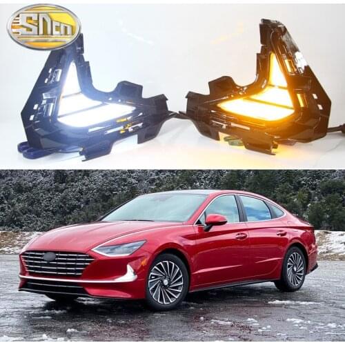 2PCS Turn Yellow Signal Relay 12V Car DRL Lamp Waterproof ABS LED Daytime Running Light For Hyundai Sonata DN8 2020 2021