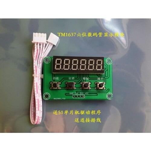 2Pcs TM1637 Six-digit Digital Tube Display Module Key Scanning Module 4-wire I2C Driver to Send 51 Programs