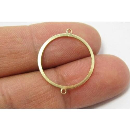 Brass round charm connector 23.5x20mm Raw brass round circle 2 loops -20pcs R657