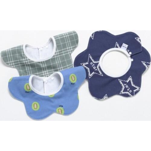 3Pcs/Lot Baby Boy Girl Bibs Waterproof Cotton Cartoon Round Neck Newborn Stuff Infant Kids Lunch Feeding Burp Cloth Wholesale