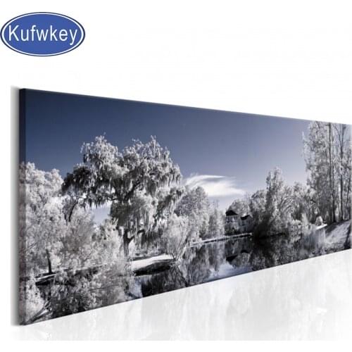 5d diy diamond painting White Snow Tree Lake embroidery full square/round diamond mosaic,crystal diamond Landscape Big Size