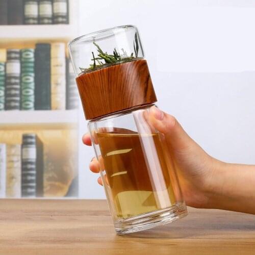 60+200ml Glass Water Bottle with Filter Double-layered Glass Water Bottle Heat Insulation Drinkware Dropshipping