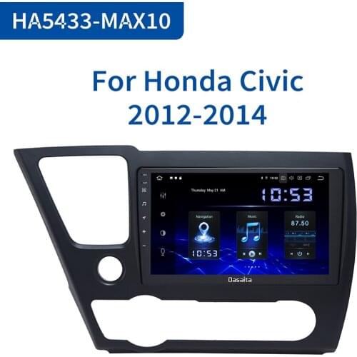 Dasaita 9" IPS Car Android 10 1 din Radio for Honda Civic 2012 2013 2014 GPS Navigation 4G 64GB 1024*600 TDA7850 US Version Unit