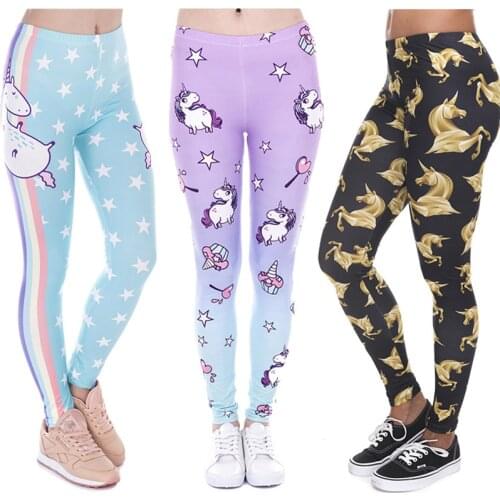 Trousers for Women Sexy High Waist Casual Leggings Fashion Design Seamless Leggings Women Legins Unicorn Stars Printing Cozy