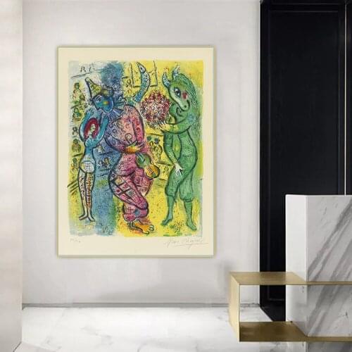 Citon Marc Chagall《The Circus II》Canvas Art Oil Painting Artwork Poster Decorative Picture Wall Hanging Decor Home Decoration
