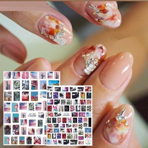 CA-363-364 film view 3d nail art stickers decal template diy nail tool decorations
