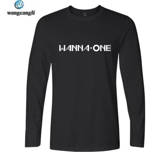 Kpop wanna one first album member name printing o neck long sleeve tshirt t shirt unisex summer fashion t-shirt t shirts tops