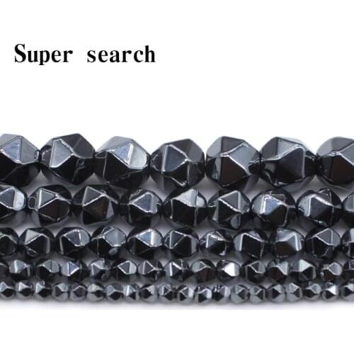 Wholesale Hematite Cut large area 3-10mm facet black christmas ball stone beads gallstone health care 38cm/strand beads jewelry