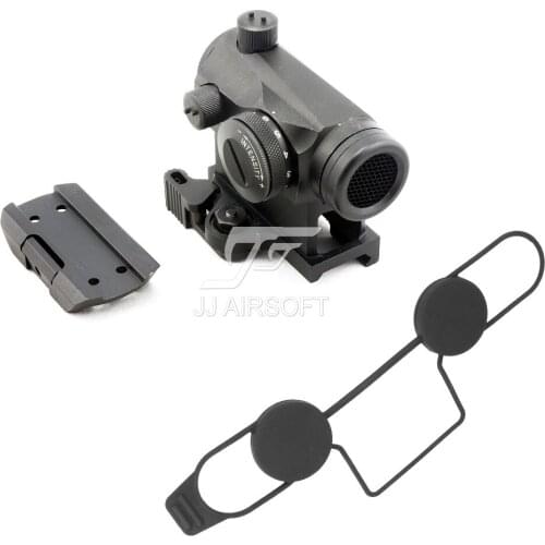 JJ Airsoft 1x24 Red Dot with QD Riser Mount , Low Mount & Killflash / Kill Flash (Black/Silver/Tan)