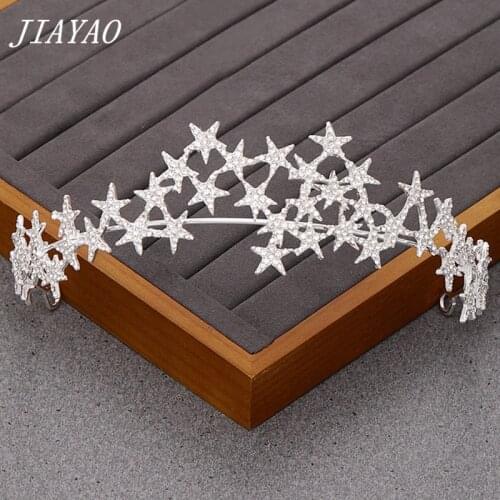 Rhinestone Stars Crown And Tiara Bridal Crown Headpiece Hair Jewelry Silver Color Rhinestone Wedding Tiara Women Accesories