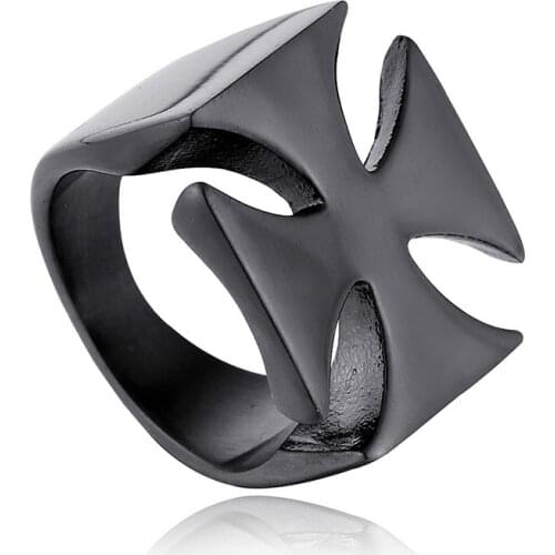 Cross Knights Templar Ring for Men Stainless Steel Maltese Iron Cross Rings Simple Male Jewelry