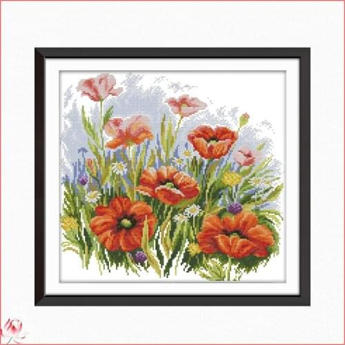 Joy Sunday Beautiful Flowers Chinese Cross Stitch Kits Ecological Cotton Stamped Printed 14 11CT DIY Easy To Use Home Decoration