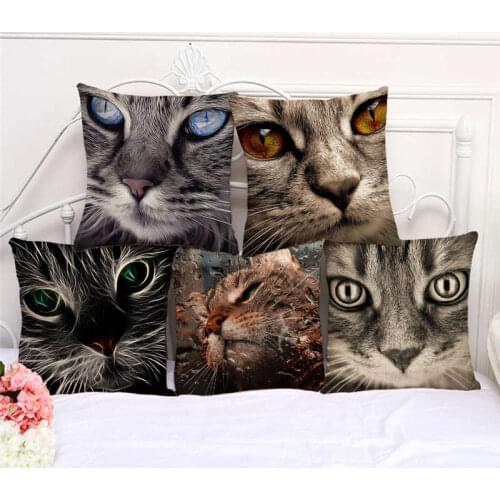 Throw Pillow Cases Cute Cat Animal Pet Cushion Cover 45x45cm Home Living Room Decoration Linen/Cotton Pillowcover Sofa Car Decor