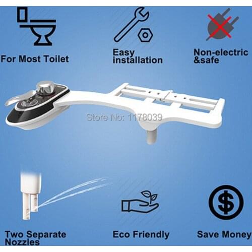 Non-Electric Mechanical AMI610 warm water Toilet seat shower Bidet,hot and cold dual Nozzle bidet with Self Clean,J17601