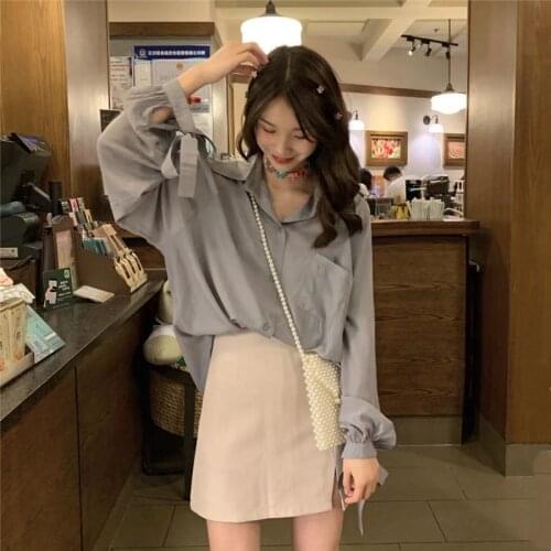 Early Spring and Autumn 2021 New Top Bandage Dress Chiffon Long Sleeve Salt Shirt Womens Outdoor All-Matching Design Sense