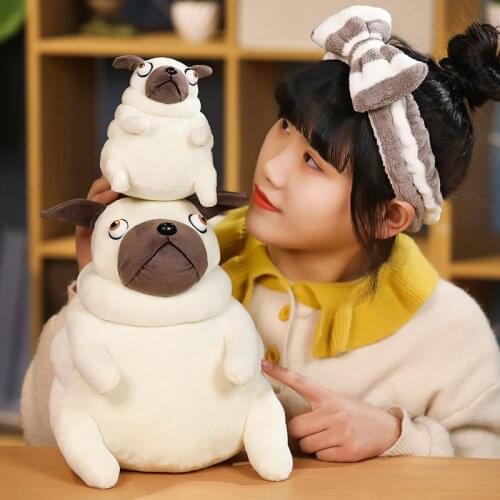 1pc 15/30cm Lovely Fat Pug Dogs Plush Toy Kawaii Sitting Stuffed Dolls Pillow For Kids Children Birthday Gift