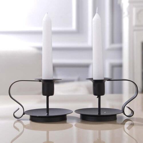 Retro Iron Candelabrum Simple Black Chamberstick Candlestick Holders Taper Candle Holder Candlelight Stand for Home decor