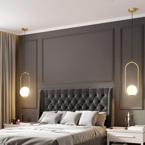 Nordic light pendant lamp modern minimalist LED chandelier bedroom moon ring chandelier