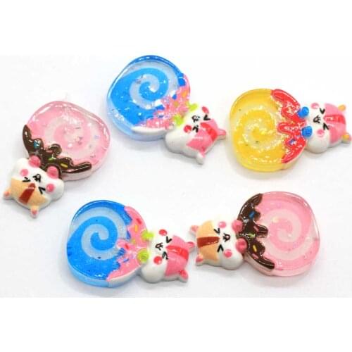 Resin Flatback Beads Hamster Swirl Sweet Candy Pretty Design Colorful for Decoration DIY Charms
