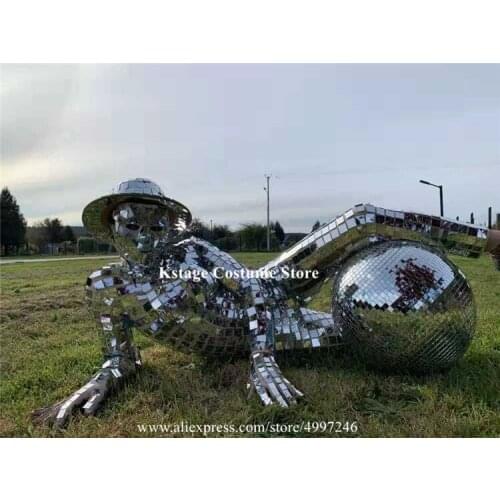 RE83 Female sexy silver mirror bodysuit stage mirror glass women dress party wears dj clothe dance costume mirror jumpsuit disco