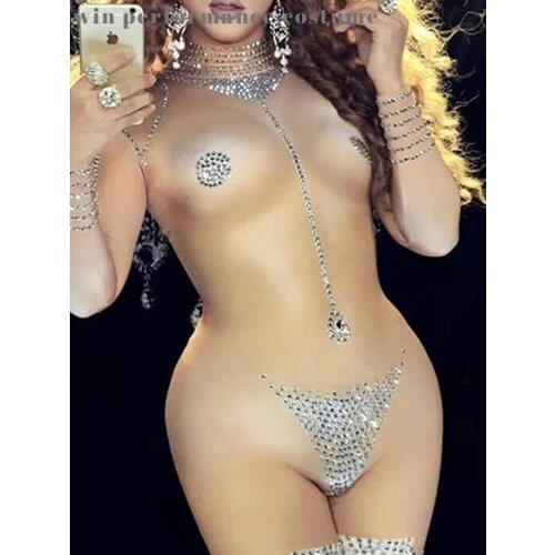 Striptease Sexy Female Jumpsuit Naked Nude Singer Pole Dance Dj Outfit s Stage Clothing Hot Costumes Club Performance Rave