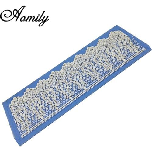 Aomily Silicone Lace Flower Wedding Cake Beautiful Flower Lace Fondant Mold Mousse Sugar craft Icing Mat Pad Pastry Baking Tool