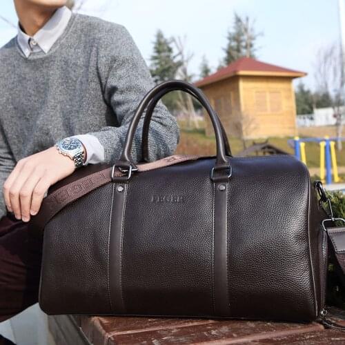 Fashion Extra Large Weekend Duffel Bag Large Genuine Leather Business Mens Travel Bag Popular Design Duffle