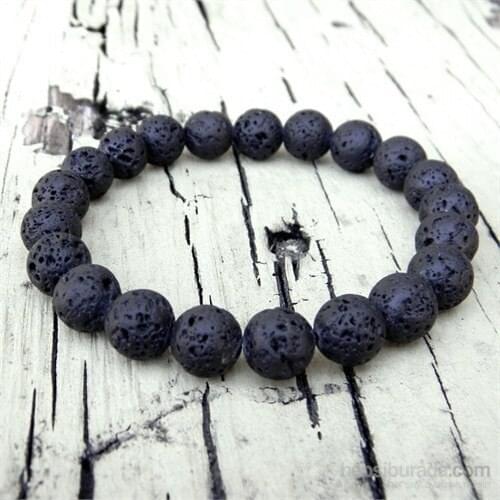 Takıcadde Black Volcano Lava Stone Natural Stone Bracelet