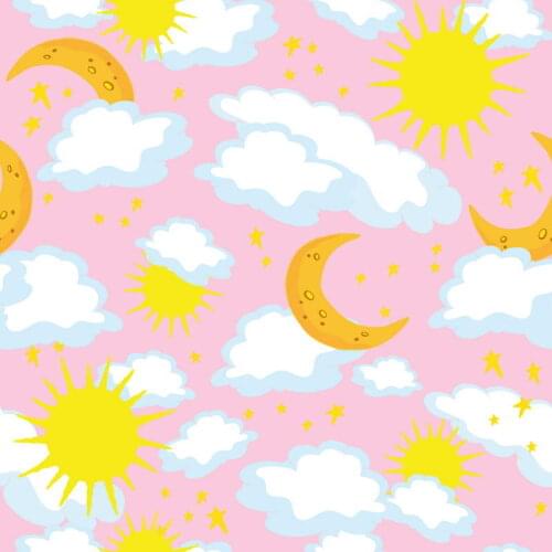 TR Cute Pink Wall Photography Background Cloth 5x7 Golden Moon and Sun Photo Backdrop Newborn Baby Photo Studio Props Background