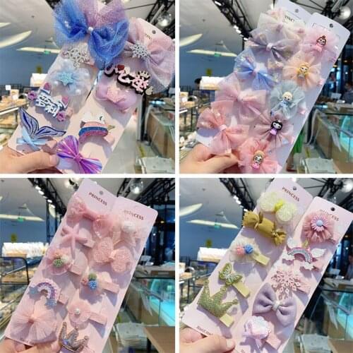 5PCS/Set New Girls Cute Bow Hairpins for Kids Children Sweet Headband Hair Clip Barrettes Fashion Bow Accessories